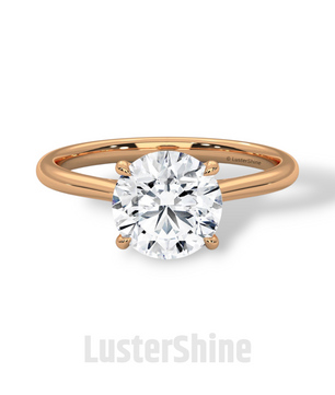 Round Diamond Solitaire Engagement Ring – 2 Carat Four Prong Minimalist Gold Ring – Classic Ring by LusterShine Simple Wedding Jewelry Gift