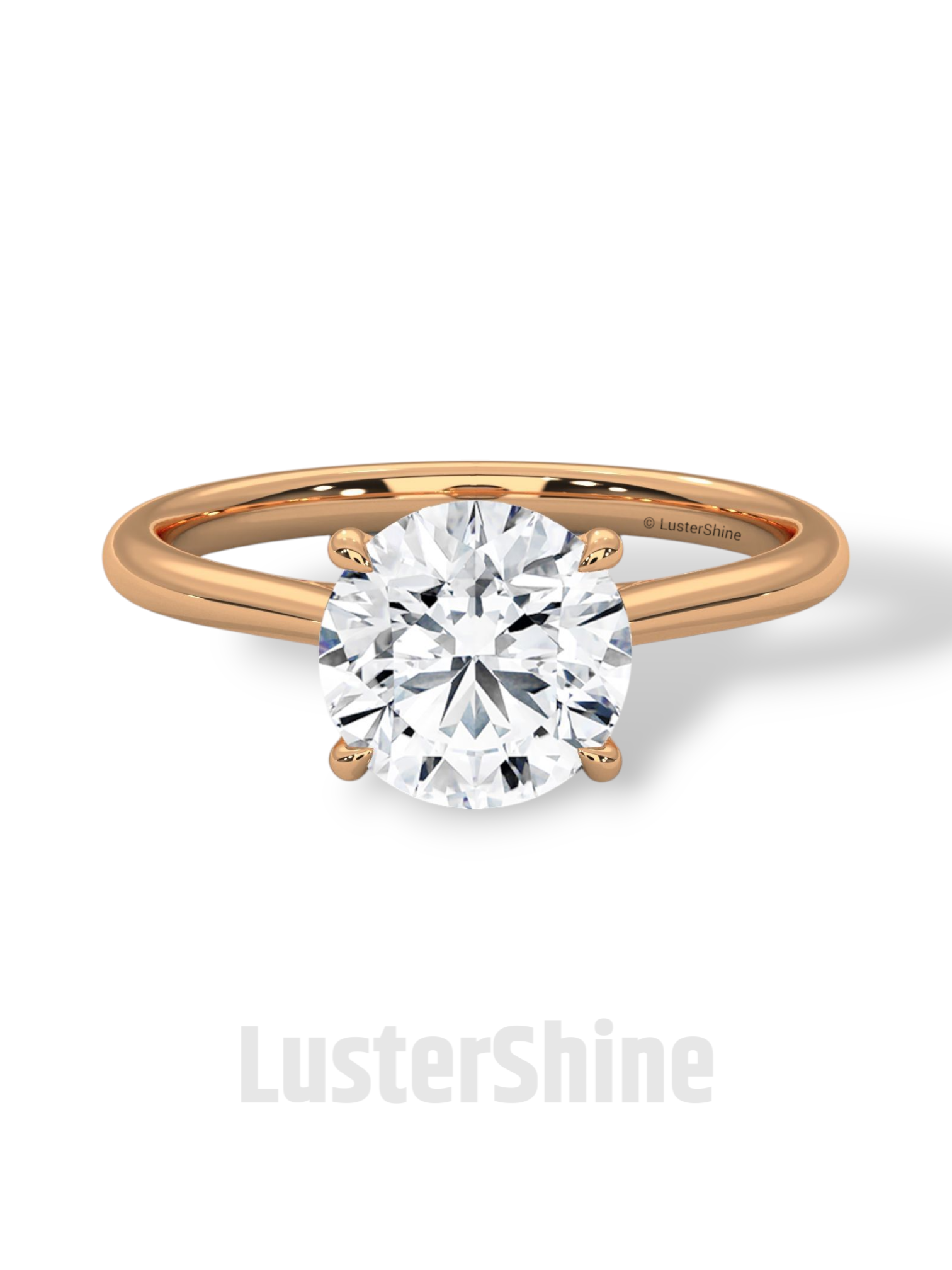 Round Diamond Solitaire Engagement Ring – 2 Carat Four Prong Minimalist Gold Ring – Classic Ring by LusterShine Simple Wedding Jewelry Gift