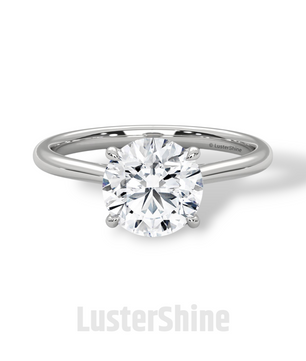 Round Diamond Solitaire Engagement Ring – 2 Carat Four Prong Minimalist Gold Ring – Classic Ring by LusterShine Simple Wedding Jewelry Gift