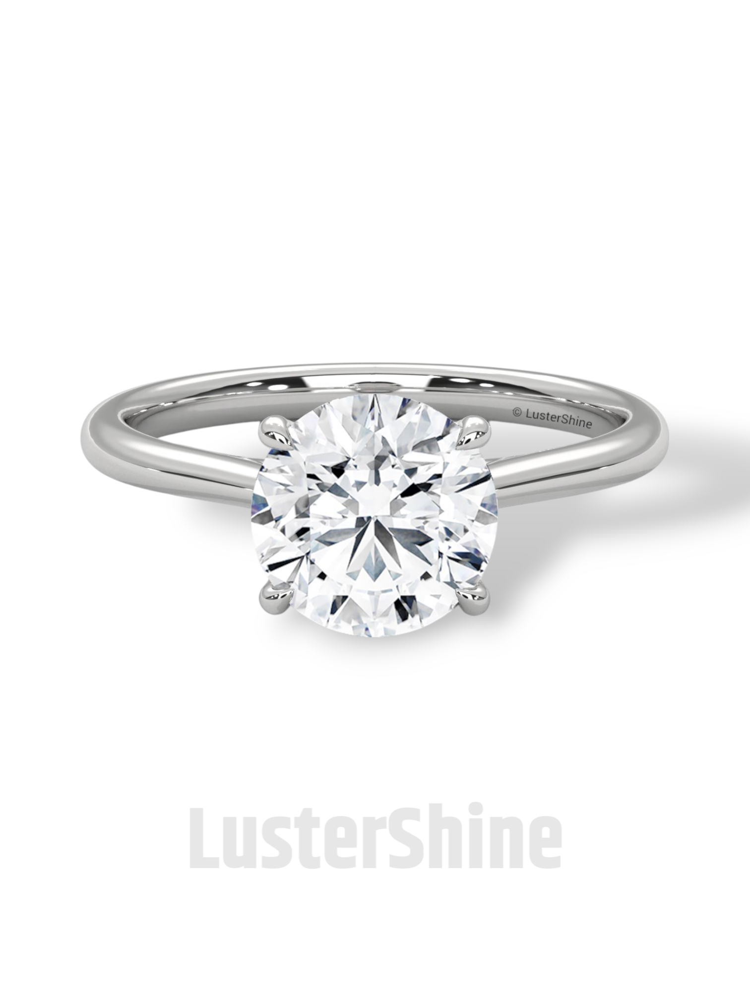 Round Diamond Solitaire Engagement Ring – 2 Carat Four Prong Minimalist Gold Ring – Classic Ring by LusterShine Simple Wedding Jewelry Gift