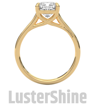 1 Carat Cushion Cut Solitaire Diamond Engagement Ring – Classic Yellow Gold by LusterShine – Minimalist Moissanite Diamond Proposal Ring