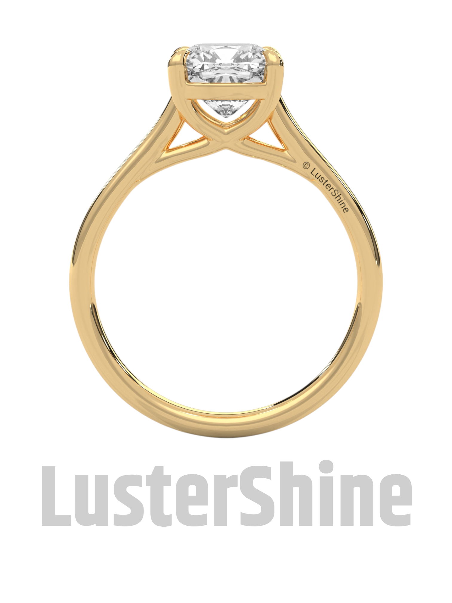 1 Carat Cushion Cut Solitaire Diamond Engagement Ring – Classic Yellow Gold by LusterShine – Minimalist Moissanite Diamond Proposal Ring