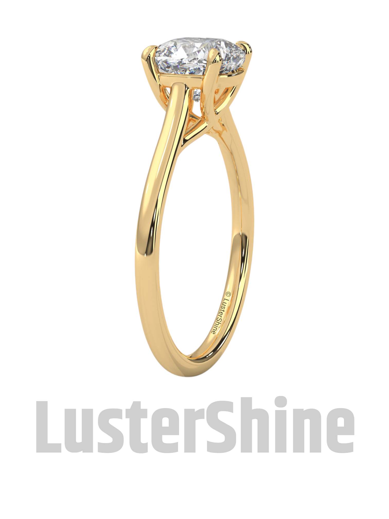 1 Carat Cushion Cut Solitaire Diamond Engagement Ring – Classic Yellow Gold by LusterShine – Minimalist Moissanite Diamond Proposal Ring