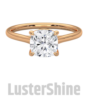 1 Carat Cushion Cut Solitaire Diamond Engagement Ring – Classic Yellow Gold by LusterShine – Minimalist Moissanite Diamond Proposal Ring