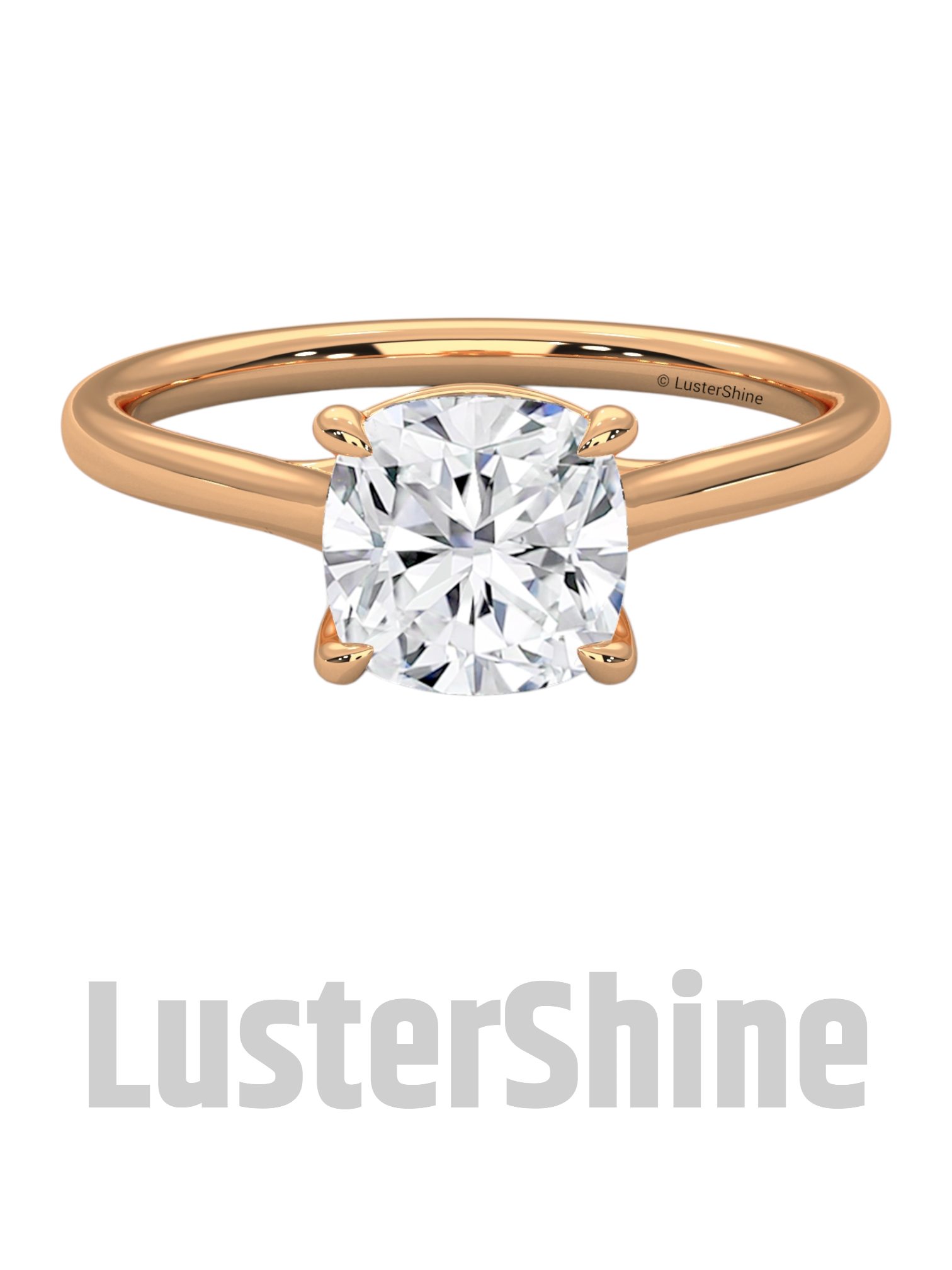1 Carat Cushion Cut Solitaire Diamond Engagement Ring – Classic Yellow Gold by LusterShine – Minimalist Moissanite Diamond Proposal Ring