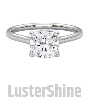 1 Carat Cushion Cut Solitaire Diamond Engagement Ring – Classic Yellow Gold by LusterShine – Minimalist Moissanite Diamond Proposal Ring