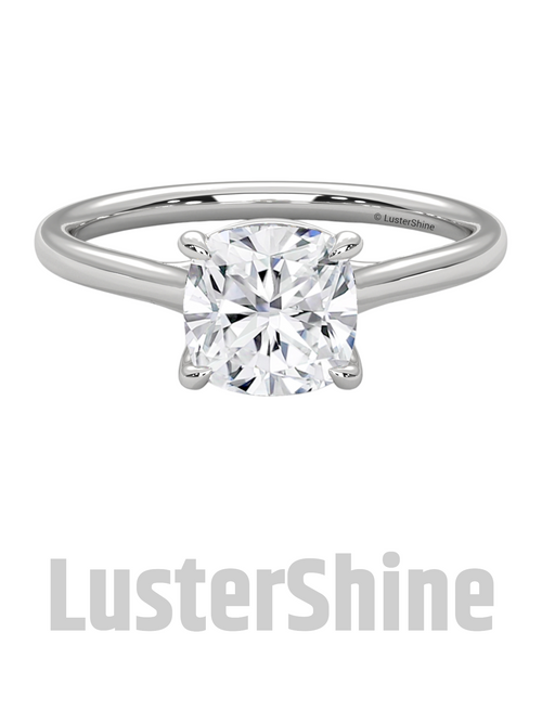 1 Carat Cushion Cut Solitaire Diamond Engagement Ring – Classic Yellow Gold by LusterShine – Minimalist Moissanite Diamond Proposal Ring
