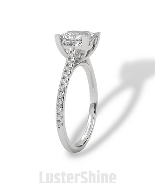 Princess Cut Solitaire Ring – 2 Carat Diamond Engagement Ring – Four Prong Classic Design Pave Diamond Wedding Ring – Custom Wedding Ring
