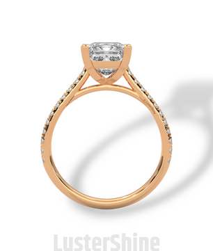 Princess Cut Solitaire Ring – 2 Carat Diamond Engagement Ring – Four Prong Classic Design Pave Diamond Wedding Ring – Custom Wedding Ring