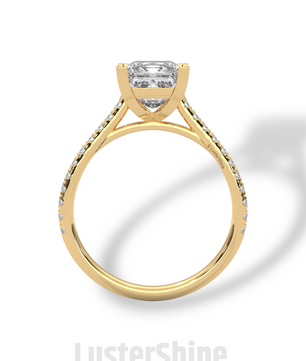 Princess Cut Solitaire Ring – 2 Carat Diamond Engagement Ring – Four Prong Classic Design Pave Diamond Wedding Ring – Custom Wedding Ring