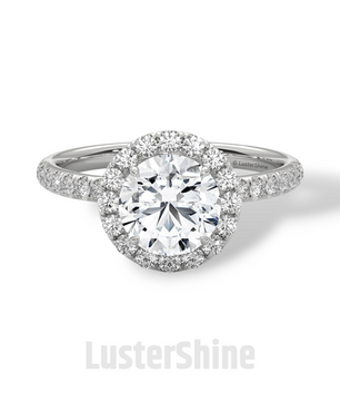 1.30 CT Round Halo Ring – Moissanite Engagement Ring in Rose Gold – Diamond Accent Pave Band – Handmade Vintage Inspired Bridal Ring Gift