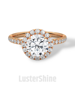 1.30 CT Round Halo Ring – Moissanite Engagement Ring in Rose Gold – Diamond Accent Pave Band – Handmade Vintage Inspired Bridal Ring Gift