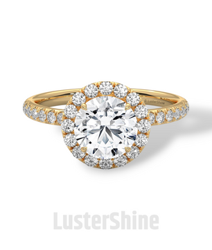 1.30 CT Round Halo Ring – Moissanite Engagement Ring in Rose Gold – Diamond Accent Pave Band – Handmade Vintage Inspired Bridal Ring Gift