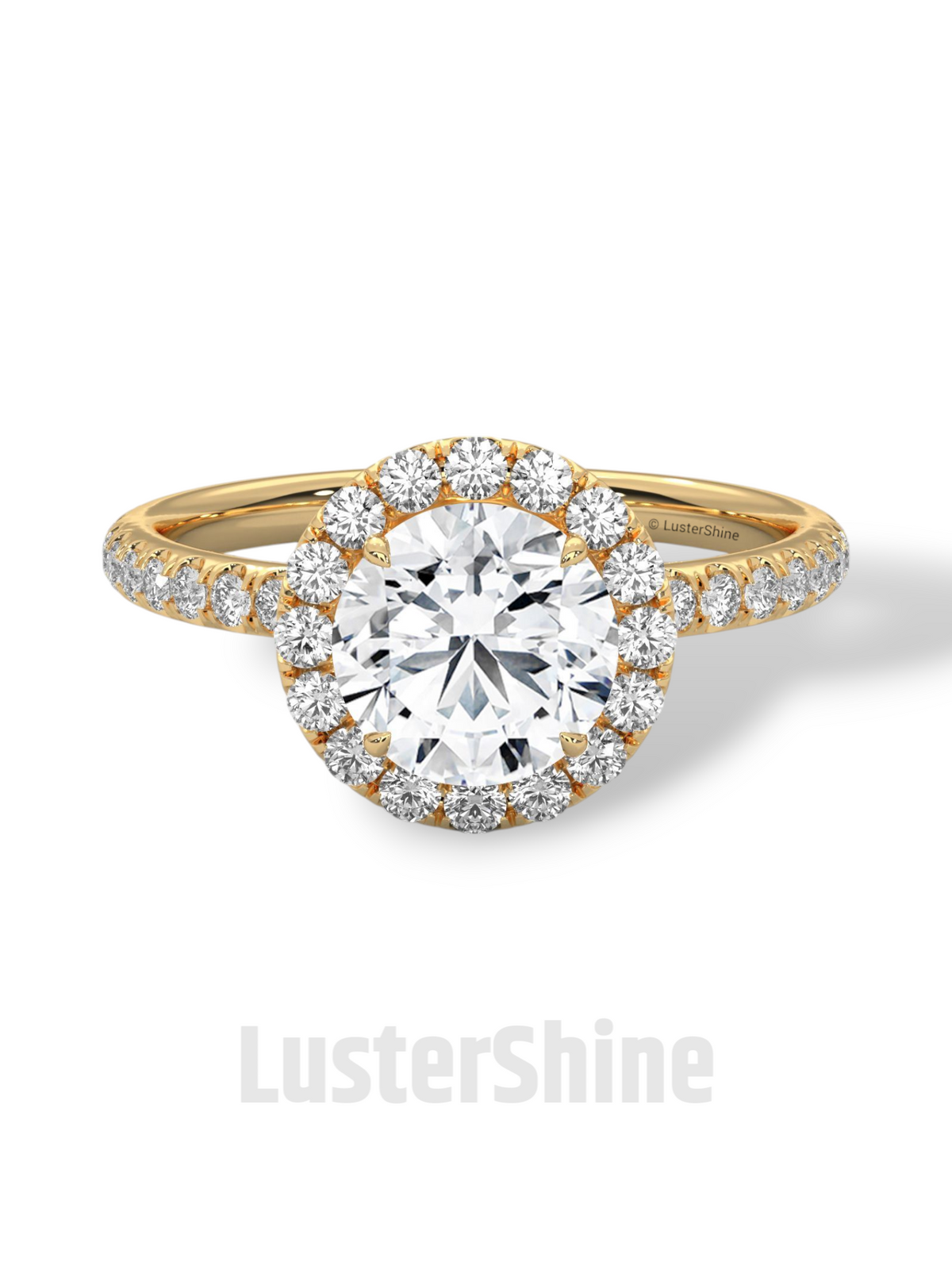 1.30 CT Round Halo Ring – Moissanite Engagement Ring in Rose Gold – Diamond Accent Pave Band – Handmade Vintage Inspired Bridal Ring Gift