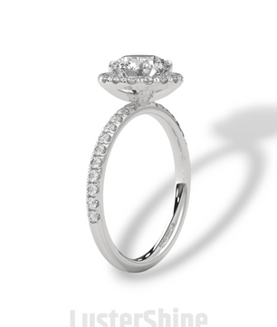 1.30 CT Round Halo Ring – Moissanite Engagement Ring in Rose Gold – Diamond Accent Pave Band – Handmade Vintage Inspired Bridal Ring Gift