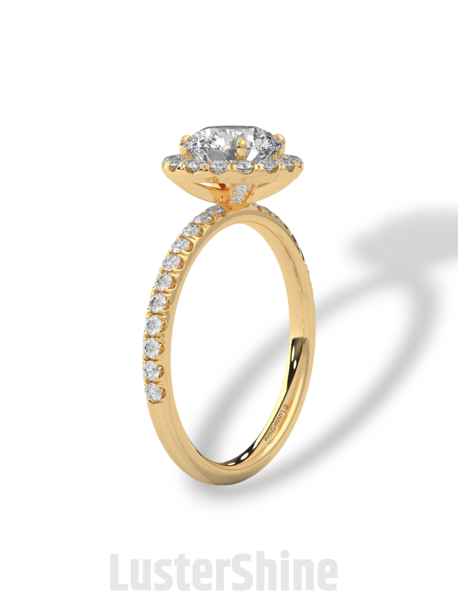 1.30 CT Round Halo Ring – Moissanite Engagement Ring in Rose Gold – Diamond Accent Pave Band – Handmade Vintage Inspired Bridal Ring Gift
