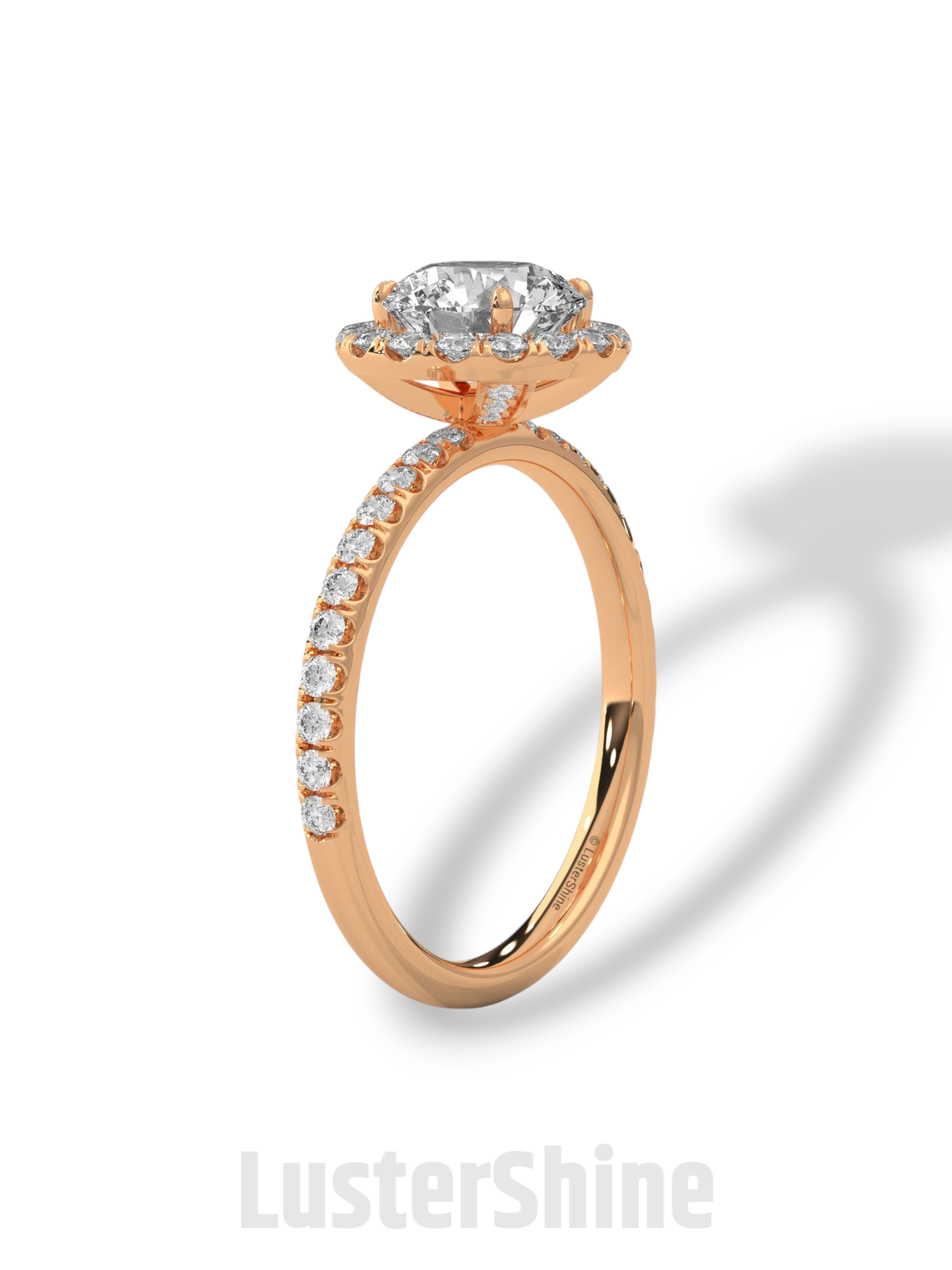 1.30 CT Round Halo Ring – Moissanite Engagement Ring in Rose Gold – Diamond Accent Pave Band – Handmade Vintage Inspired Bridal Ring Gift