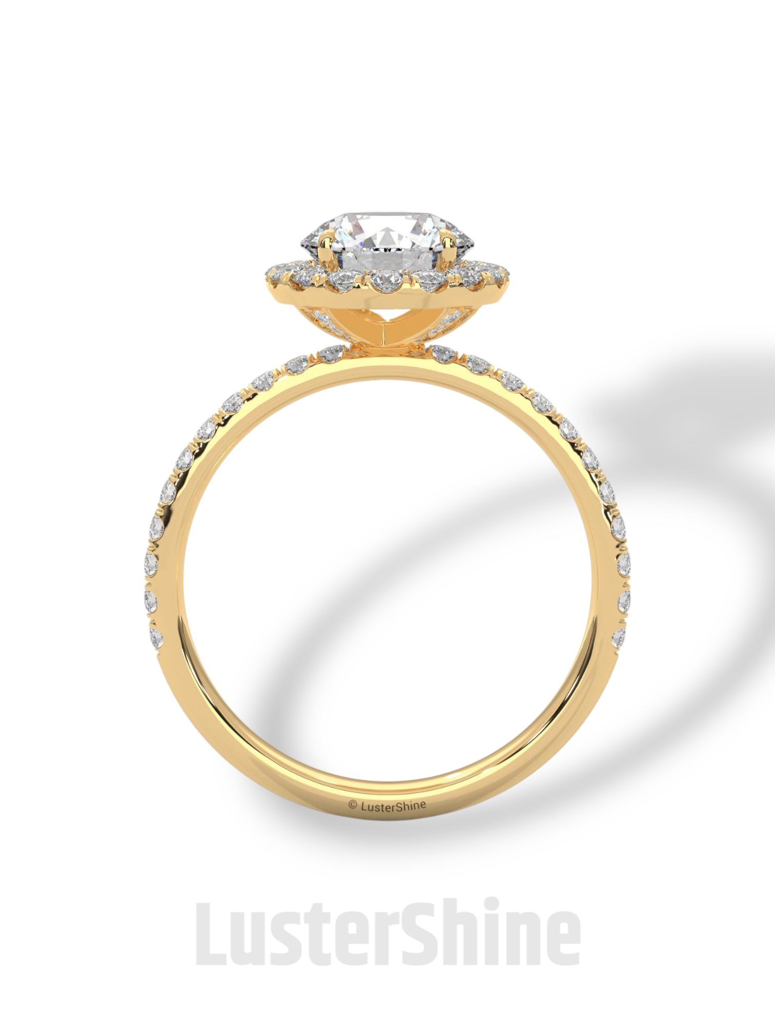1.30 CT Round Halo Ring – Moissanite Engagement Ring in Rose Gold – Diamond Accent Pave Band – Handmade Vintage Inspired Bridal Ring Gift