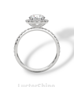 1.30 CT Round Halo Ring – Moissanite Engagement Ring in Rose Gold – Diamond Accent Pave Band – Handmade Vintage Inspired Bridal Ring Gift
