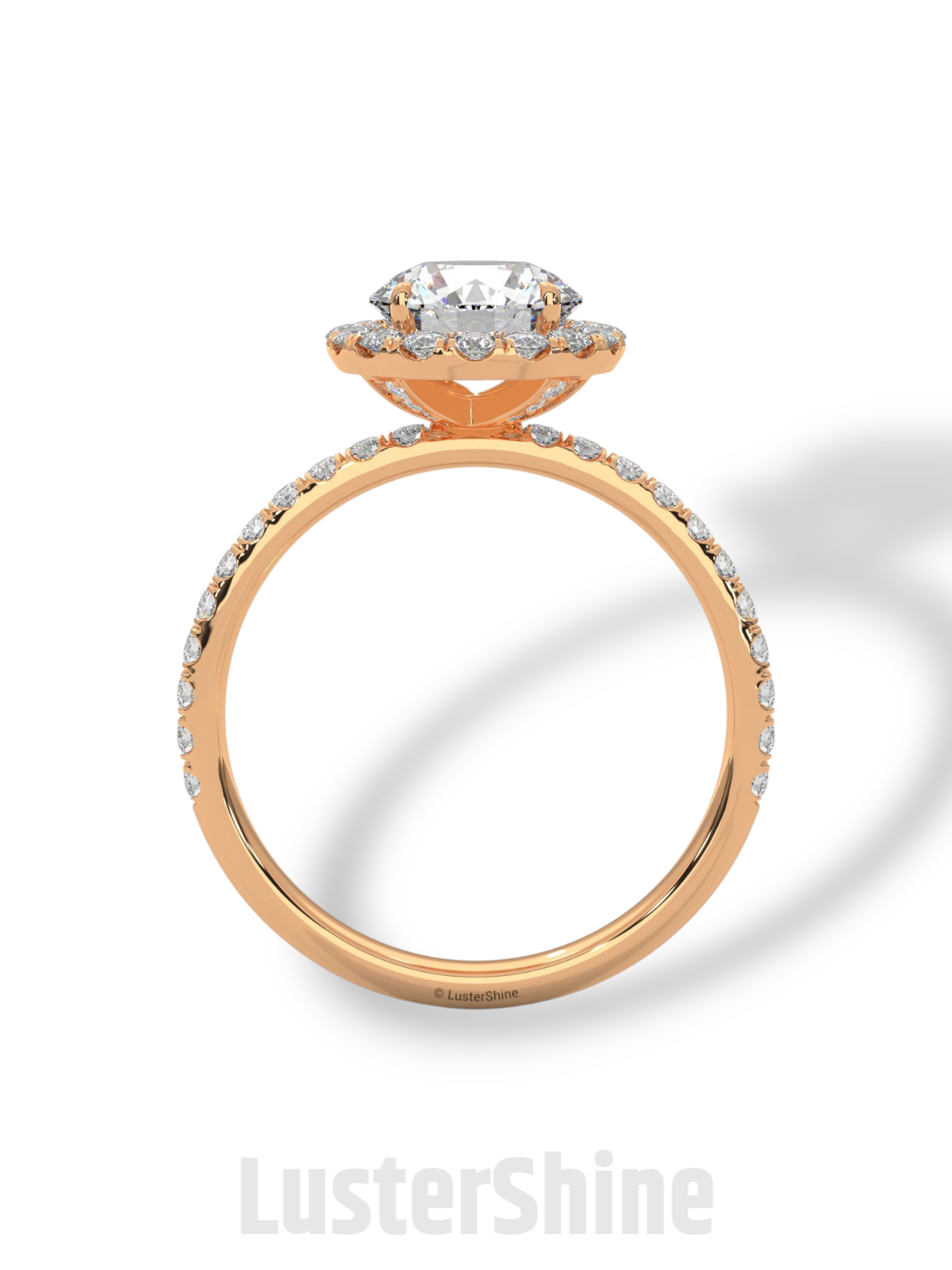 1.30 CT Round Halo Ring – Moissanite Engagement Ring in Rose Gold – Diamond Accent Pave Band – Handmade Vintage Inspired Bridal Ring Gift