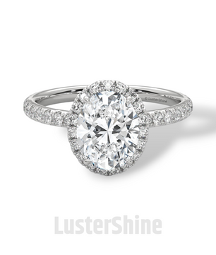 2CT Oval Moissanite Ring – Rose Gold Halo Engagement Ring – Diamond Pave Band – Elegant Oval Cut Ring – Custom Bridal Ring