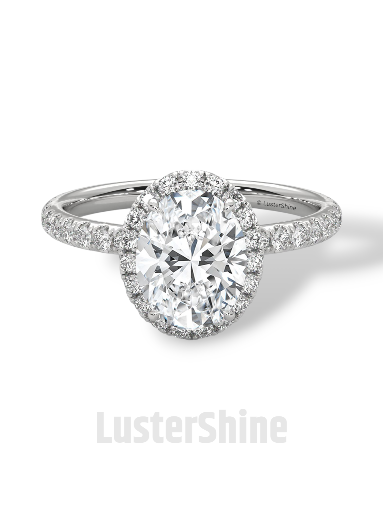 2CT Oval Moissanite Ring – Rose Gold Halo Engagement Ring – Diamond Pave Band – Elegant Oval Cut Ring – Custom Bridal Ring