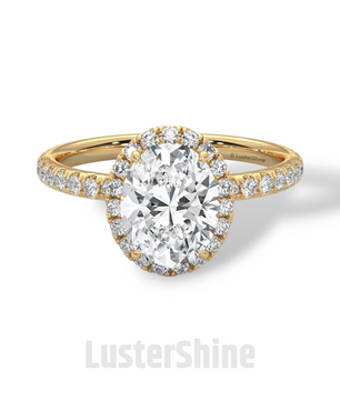 2CT Oval Moissanite Ring – Rose Gold Halo Engagement Ring – Diamond Pave Band – Elegant Oval Cut Ring – Custom Bridal Ring