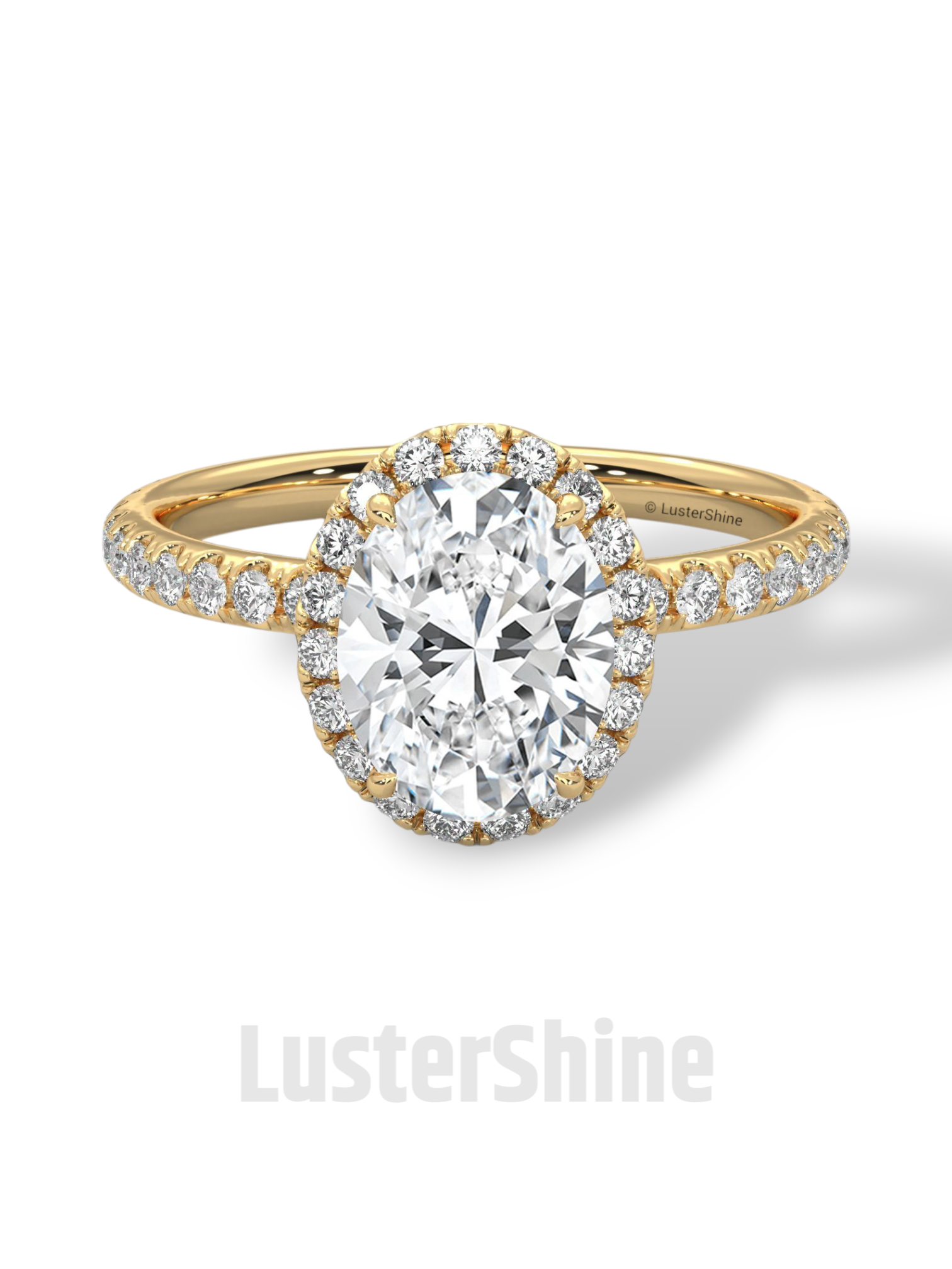 2CT Oval Moissanite Ring – Rose Gold Halo Engagement Ring – Diamond Pave Band – Elegant Oval Cut Ring – Custom Bridal Ring