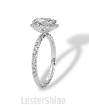 2CT Oval Moissanite Ring – Rose Gold Halo Engagement Ring – Diamond Pave Band – Elegant Oval Cut Ring – Custom Bridal Ring