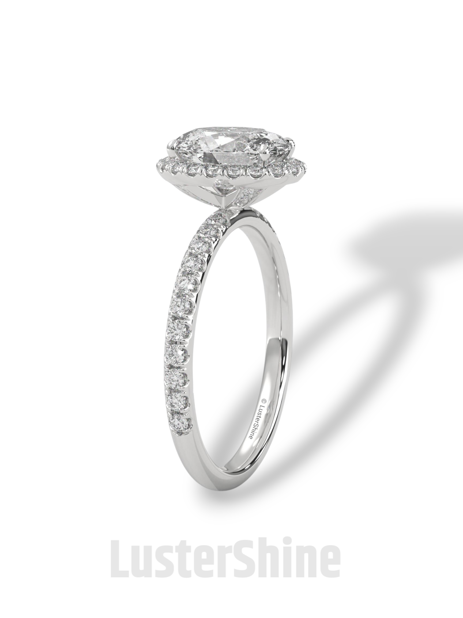 2CT Oval Moissanite Ring – Rose Gold Halo Engagement Ring – Diamond Pave Band – Elegant Oval Cut Ring – Custom Bridal Ring