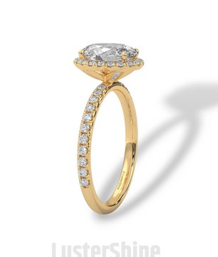 2CT Oval Moissanite Ring – Rose Gold Halo Engagement Ring – Diamond Pave Band – Elegant Oval Cut Ring – Custom Bridal Ring