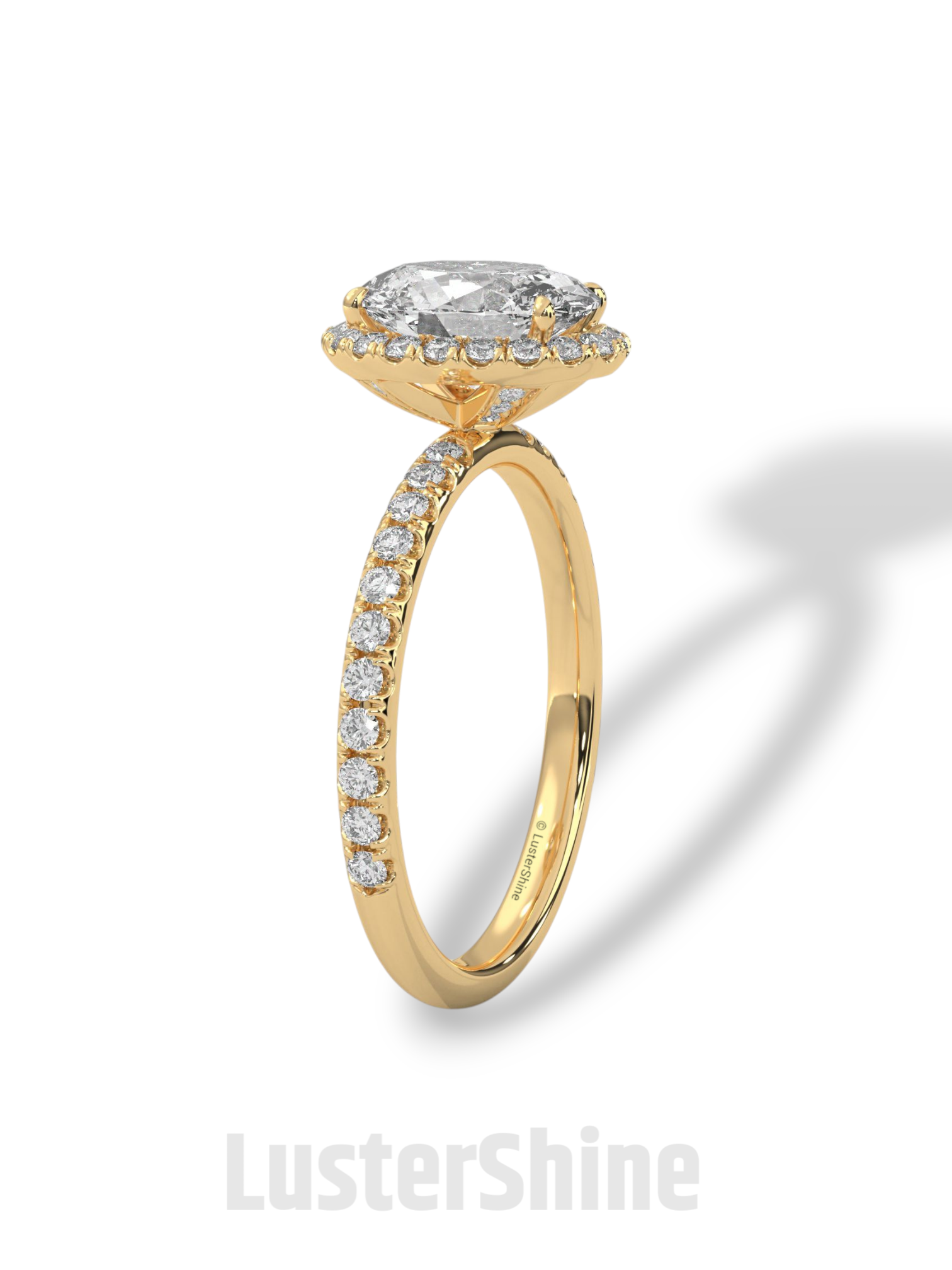2CT Oval Moissanite Ring – Rose Gold Halo Engagement Ring – Diamond Pave Band – Elegant Oval Cut Ring – Custom Bridal Ring