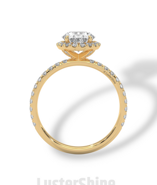 2CT Oval Moissanite Ring – Rose Gold Halo Engagement Ring – Diamond Pave Band – Elegant Oval Cut Ring – Custom Bridal Ring