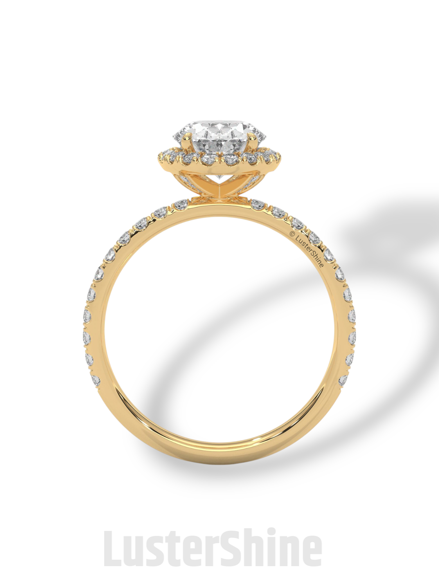 2CT Oval Moissanite Ring – Rose Gold Halo Engagement Ring – Diamond Pave Band – Elegant Oval Cut Ring – Custom Bridal Ring