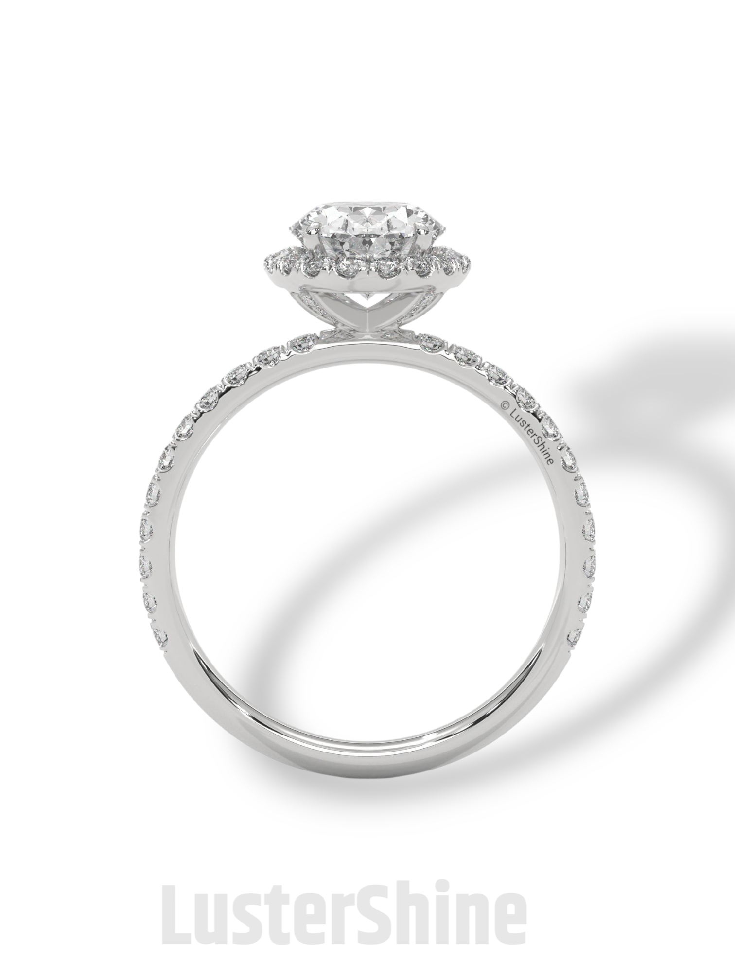 2CT Oval Moissanite Ring – Rose Gold Halo Engagement Ring – Diamond Pave Band – Elegant Oval Cut Ring – Custom Bridal Ring