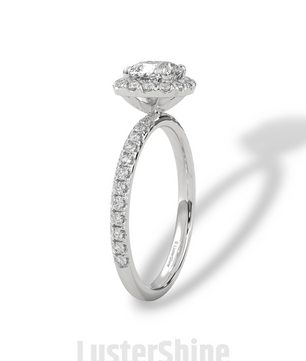Cushion Cut Halo Ring – 1CT Moissanite Engagement Ring – Diamond Accent Pave Band – 14K Gold Dainty Bridal Ring – Handmade Ring