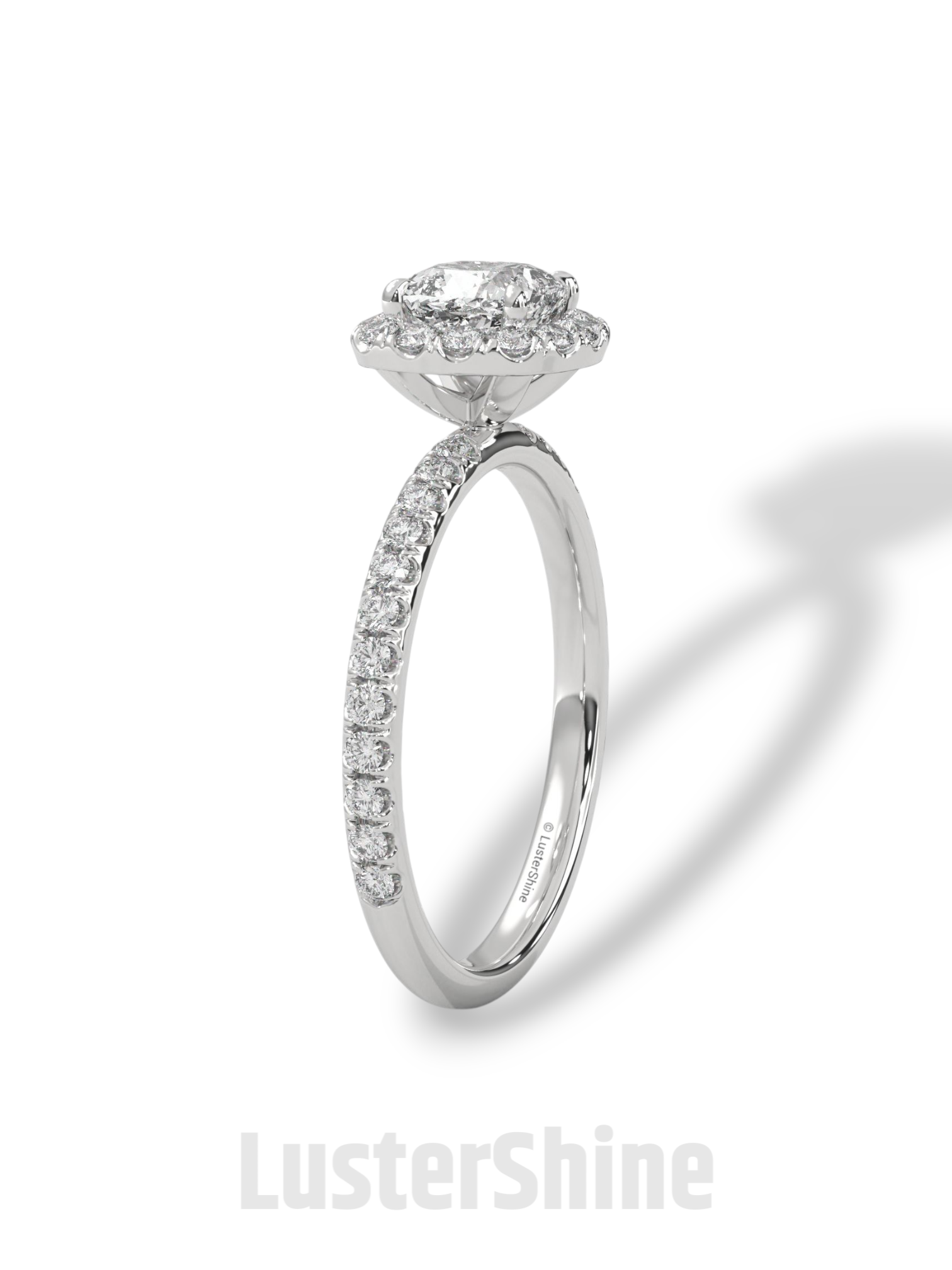Cushion Cut Halo Ring – 1CT Moissanite Engagement Ring – Diamond Accent Pave Band – 14K Gold Dainty Bridal Ring – Handmade Ring