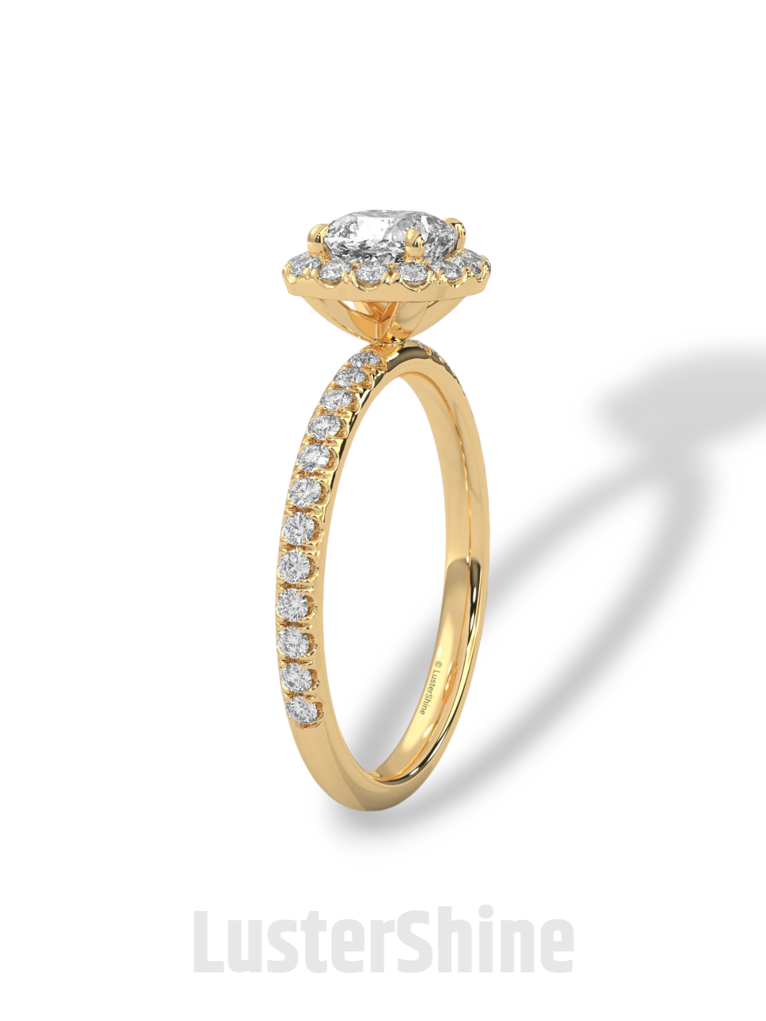 Cushion Cut Halo Ring – 1CT Moissanite Engagement Ring – Diamond Accent Pave Band – 14K Gold Dainty Bridal Ring – Handmade Ring