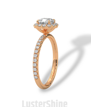 Cushion Cut Halo Ring – 1CT Moissanite Engagement Ring – Diamond Accent Pave Band – 14K Gold Dainty Bridal Ring – Handmade Ring