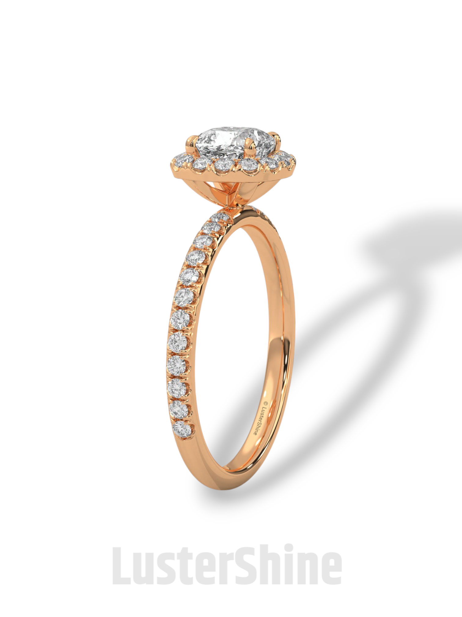 Cushion Cut Halo Ring – 1CT Moissanite Engagement Ring – Diamond Accent Pave Band – 14K Gold Dainty Bridal Ring – Handmade Ring