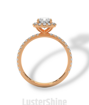 Cushion Cut Halo Ring – 1CT Moissanite Engagement Ring – Diamond Accent Pave Band – 14K Gold Dainty Bridal Ring – Handmade Ring