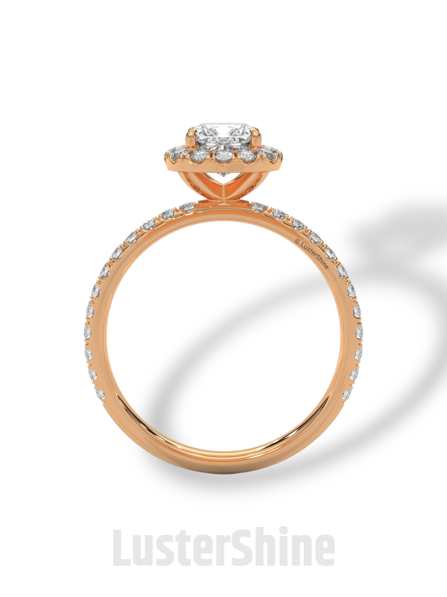 Cushion Cut Halo Ring – 1CT Moissanite Engagement Ring – Diamond Accent Pave Band – 14K Gold Dainty Bridal Ring – Handmade Ring