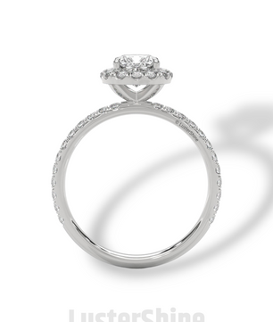 Cushion Cut Halo Ring – 1CT Moissanite Engagement Ring – Diamond Accent Pave Band – 14K Gold Dainty Bridal Ring – Handmade Ring
