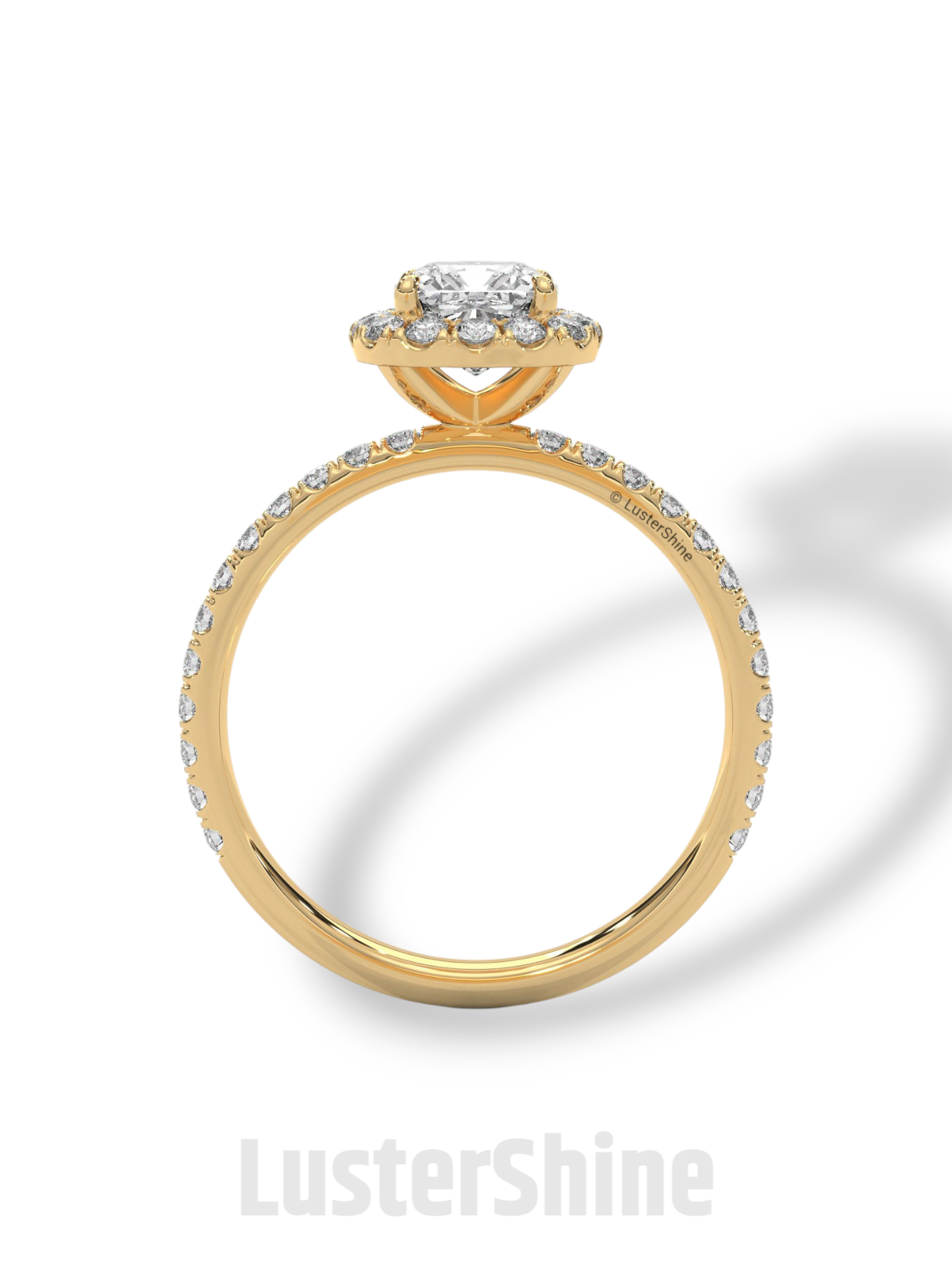 Cushion Cut Halo Ring – 1CT Moissanite Engagement Ring – Diamond Accent Pave Band – 14K Gold Dainty Bridal Ring – Handmade Ring