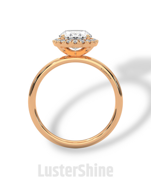 Oval Halo Engagement Ring – 2 Carat Moissanite Center – Pave Diamond Band – 14K Yellow Gold Elegant Bridal Ring – Custom Bridal Jewelry Gift