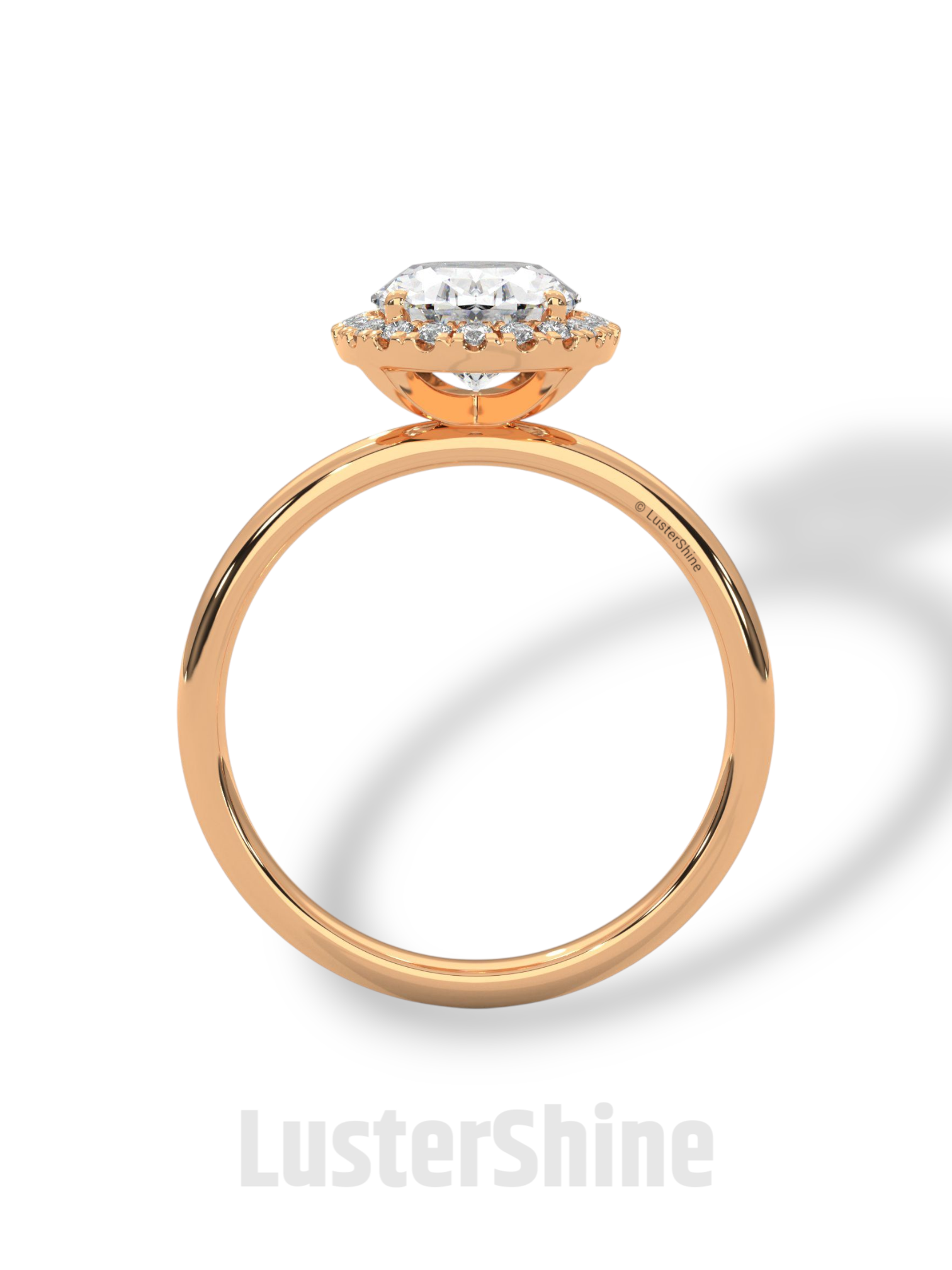 Oval Halo Engagement Ring – 2 Carat Moissanite Center – Pave Diamond Band – 14K Yellow Gold Elegant Bridal Ring – Custom Bridal Jewelry Gift