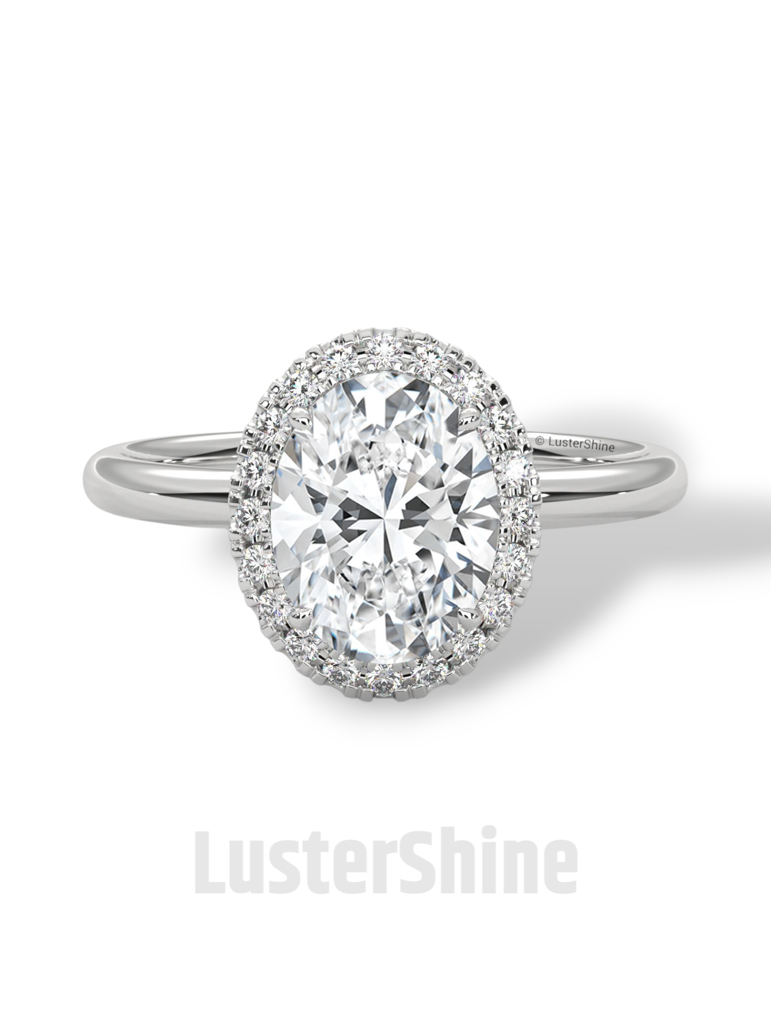 Oval Halo Engagement Ring – 2 Carat Moissanite Center – Pave Diamond Band – 14K Yellow Gold Elegant Bridal Ring – Custom Bridal Jewelry Gift