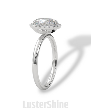 Oval Halo Engagement Ring – 2 Carat Moissanite Center – Pave Diamond Band – 14K Yellow Gold Elegant Bridal Ring – Custom Bridal Jewelry Gift
