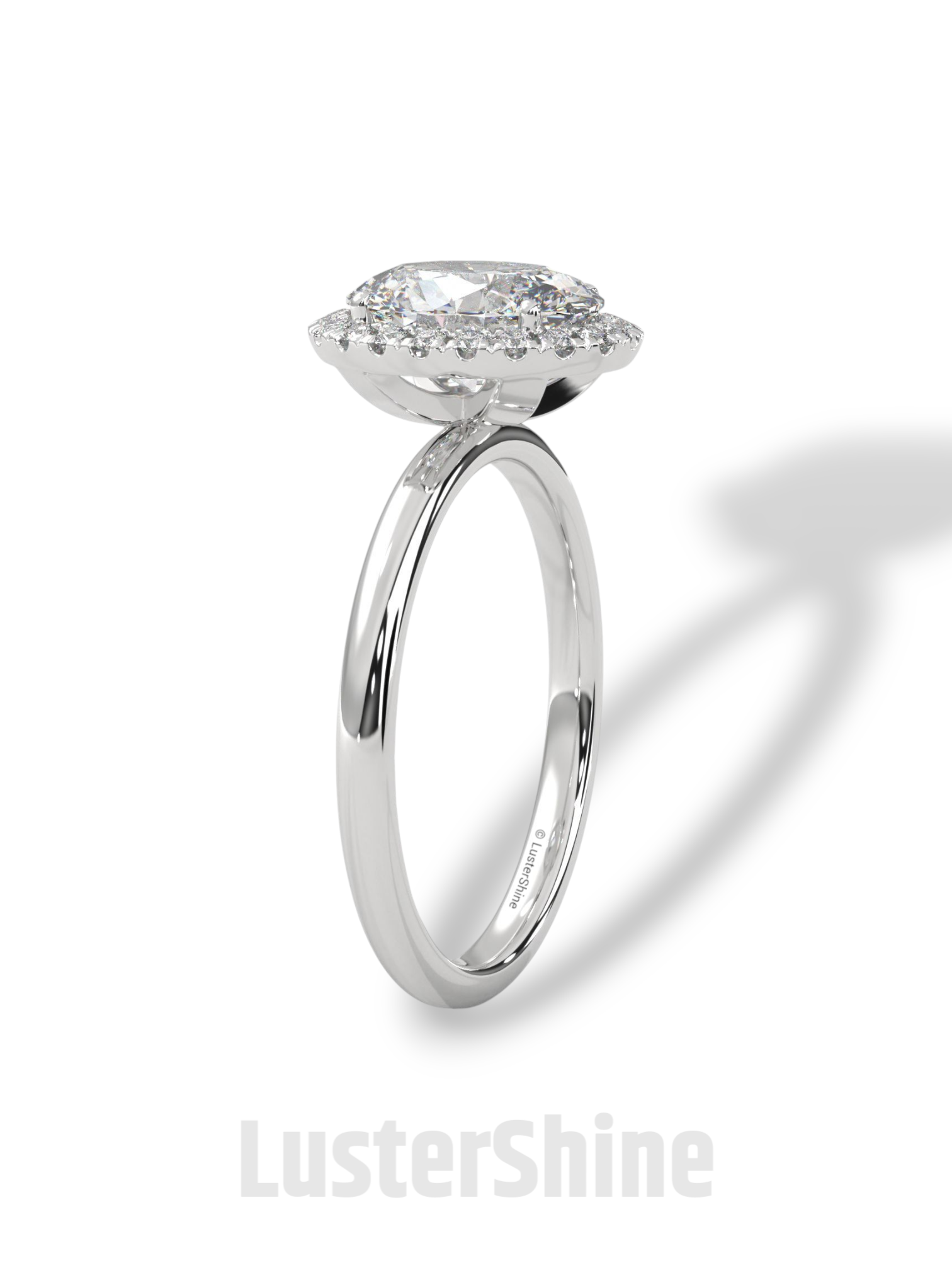 Oval Halo Engagement Ring – 2 Carat Moissanite Center – Pave Diamond Band – 14K Yellow Gold Elegant Bridal Ring – Custom Bridal Jewelry Gift