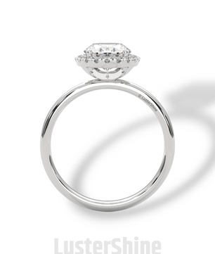 Oval Halo Engagement Ring – 2 Carat Moissanite Center – Pave Diamond Band – 14K Yellow Gold Elegant Bridal Ring – Custom Bridal Jewelry Gift